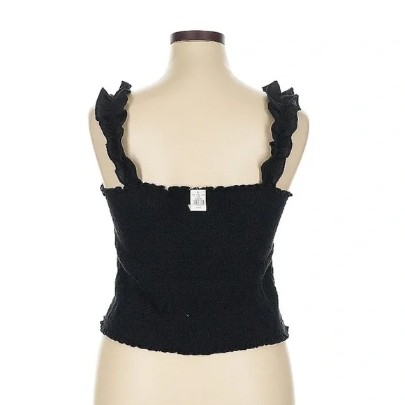 Aerie black smocked tank ruffle strap new with tag - Picture 3 of 4